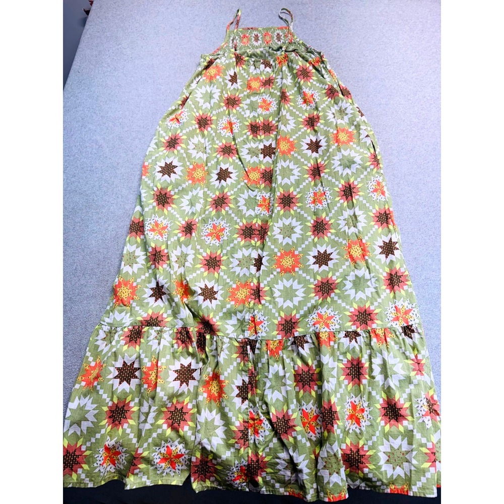 Universal Thread Maxi Dress Women Small Green Patchwork Print Smocked Boho Flowy - Picture 11 of 11